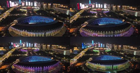 济南奥体中心东菏体育场夜景摄影照片