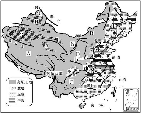 中国地形区分布图图片