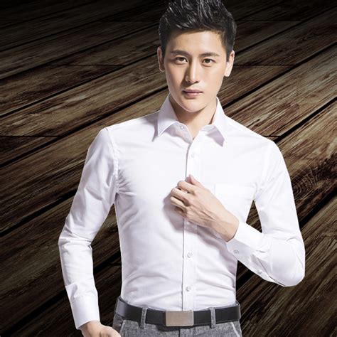青年韩版潮修身男士白衬衣新款男式长袖衬衫纯色免烫寸衫一件代发-阿里巴巴