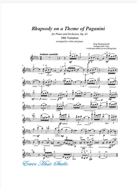 帕格尼尼主题狂想曲 拉赫马尼若夫 钢琴谱 五线谱