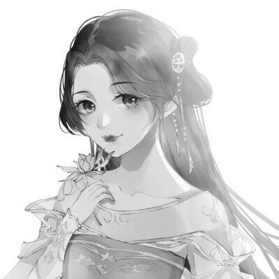一个古风黑白漫画女生头像