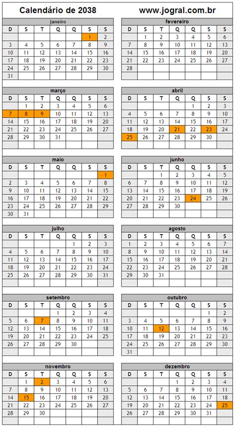 Full Year 2038 Calendar on one page | WikiDates.org