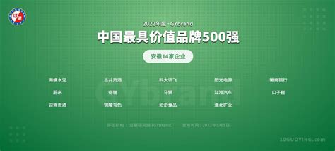 2022中国品牌价值500强安徽14家企业名单:合肥6家,芜湖2家