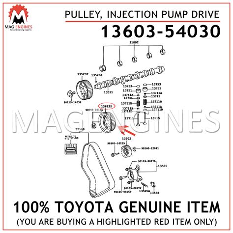 13603-54030 TOYOTA GENUINE PULLEY, INJECTION PUMP DRIVE 1360354030 ...