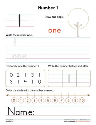 All About Number 1 Worksheet | PrimaryLearning.Org