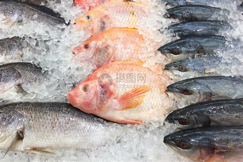 市场上的冰架鲜鱼高清图片下载-正版图片303514120-摄图网