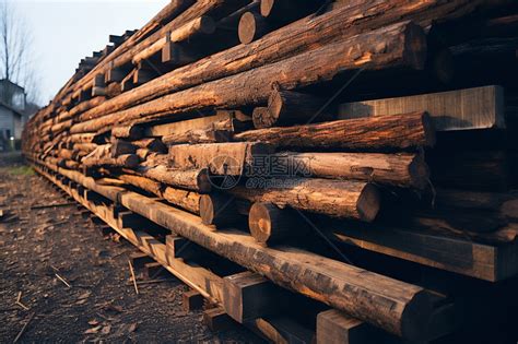 工业木材厂的原木和桩高清图片下载-正版图片504825936-摄图网