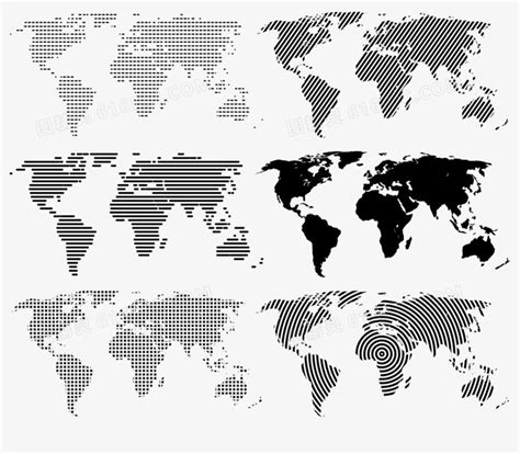 世界地图黑白图片