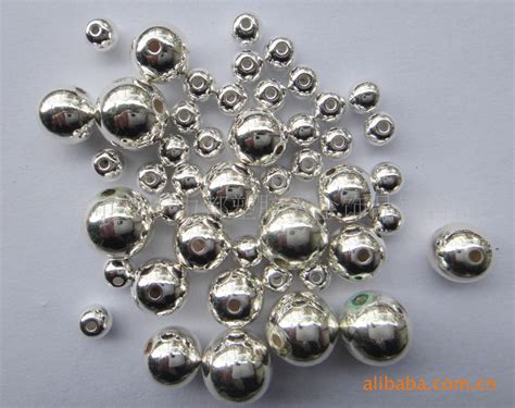 通孔电镀圆珠 银色电镀珠电镀塑料串珠 白K/白镍色电镀圆珠-阿里巴巴