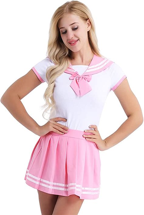 Amazon.com: Fldy Womens 2pcs Anime Schoolgirls Sweety Uniform Dress ...