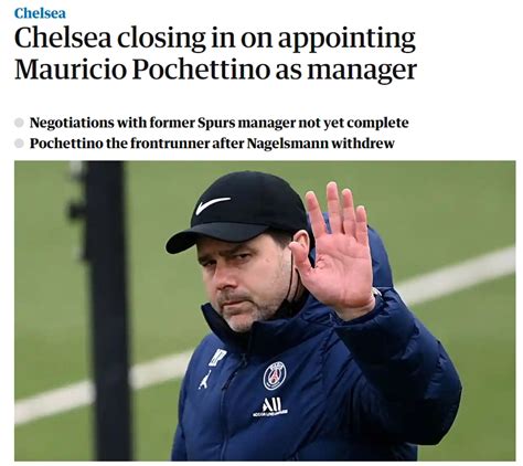 电讯报：谈判进入尾声阶段，波切蒂诺预计很快出任切尔西主帅-直播吧