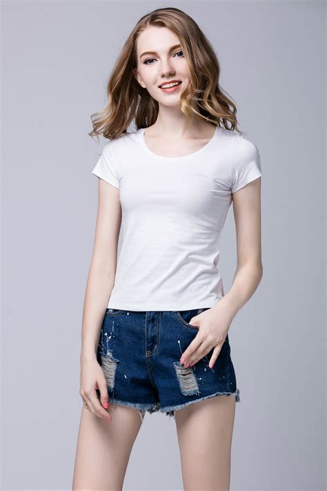 半高领2019夏装新款韩版修身显瘦打底衫白色上衣短袖t恤女-阿里巴巴