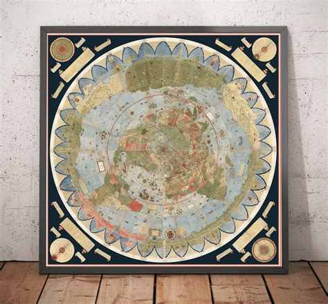 Ancient Flat Earth Map, 1587 by Monte Urbano - Large World Map Wall Ch ...