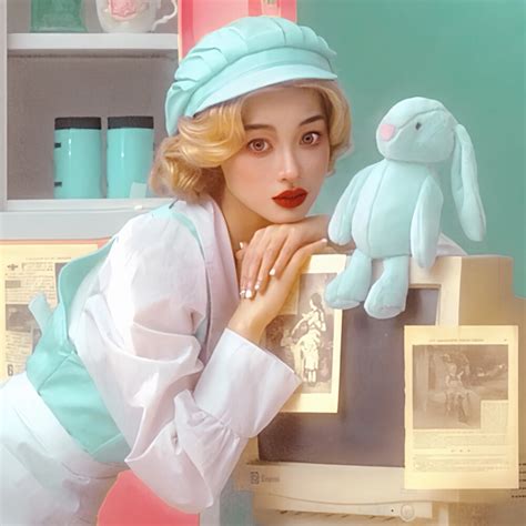 抽象头像美式复古风女生