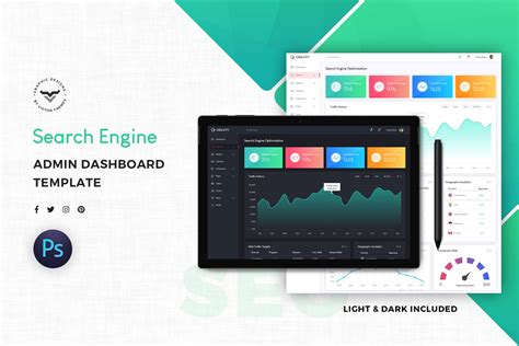 网站搜索引擎优化SEO系统网站后台界面设计UI套件 SEO Admin Dashboard UI Kit – 设计小咖