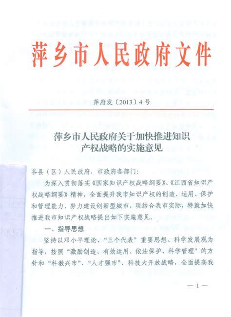 关于转发《萍乡市人民政府关于加快推进知识产权战略的实施意见》的通知-萍乡学院 pxu.edu.cn