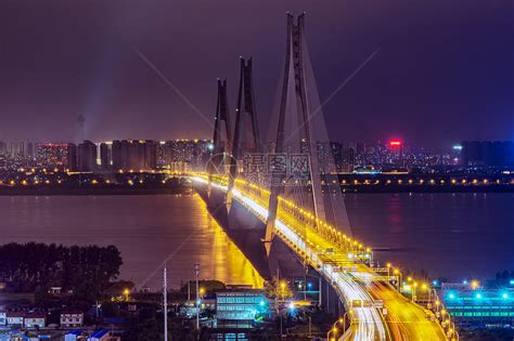 武汉二七长江大桥夜景高清图片下载-正版图片500904628-摄图网