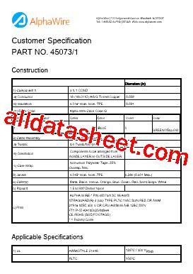 450731 Datasheet(PDF) - Alpha Wire