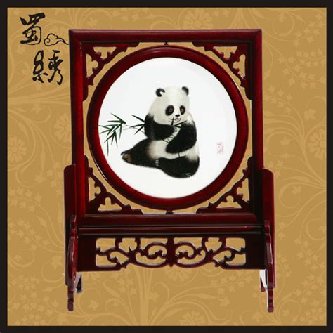 成都特色伴手礼蜀绣手工刺绣熊猫摆件中国风礼品送老外新款如意_虎窝淘