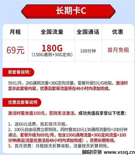 中国移动69元套餐介绍 180G流量+100分钟通话 - 神奇评测