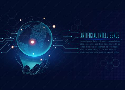 AI概念智能互联技术人工智能地球网络连接矢量EPS素材