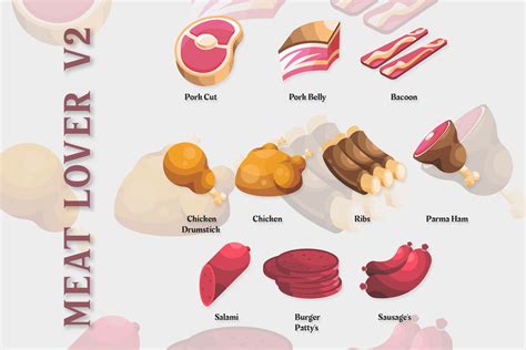 卡通肉类食材素材下载-欧莱凯设计网