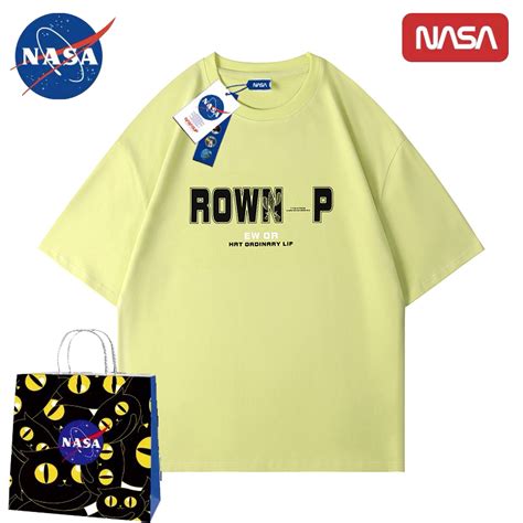 NASA旗舰店官网联名T恤男女创意印花五分袖情侣夏季上衣纯棉短袖