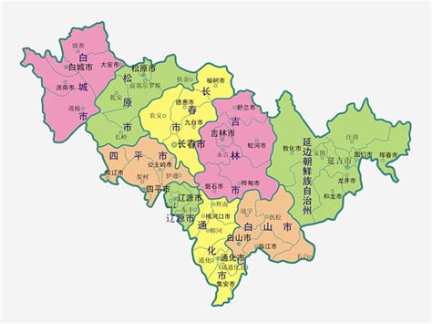 吉林省地级市地图高清素材 中国土地 中国地图 吉林 吉林省 吉林省地图 地图 地级市 免抠png 设计图片 免费下载