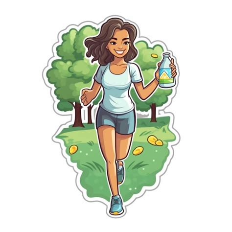 Garota de desenho animado correndo com uma garrafa de água | Foto Premium