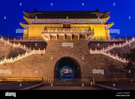 Beijing night cityscape forbidden city Tiananmen square central radio ...