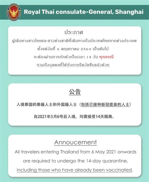 自2021年5月6日后入境泰国，均需隔离14天_泰后