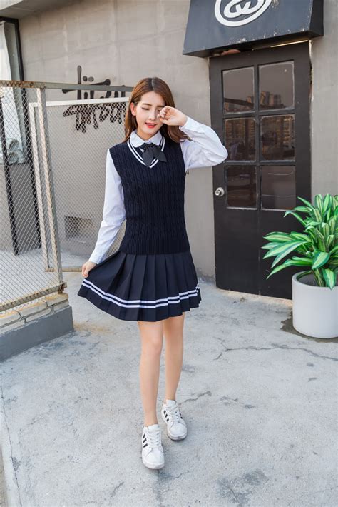 2023新款校服短袖格子套装时尚日韩学院风夏季女生jk衬衫制服裙-阿里巴巴