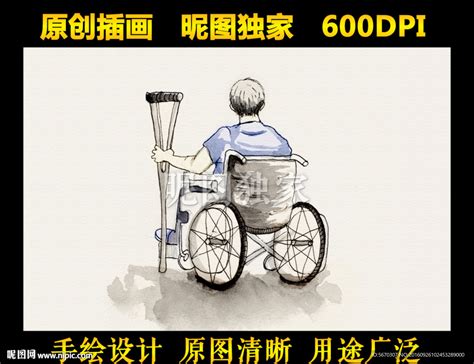 坐轮椅的男孩残疾人公益画设计图__男性男人_人物图库_设计图库_昵图网nipic.com