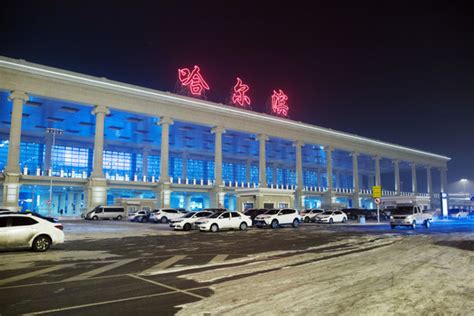 哈尔滨机场航站楼夜景,都市风光,建筑摄影,摄影素材,汇图网www.huitu.com