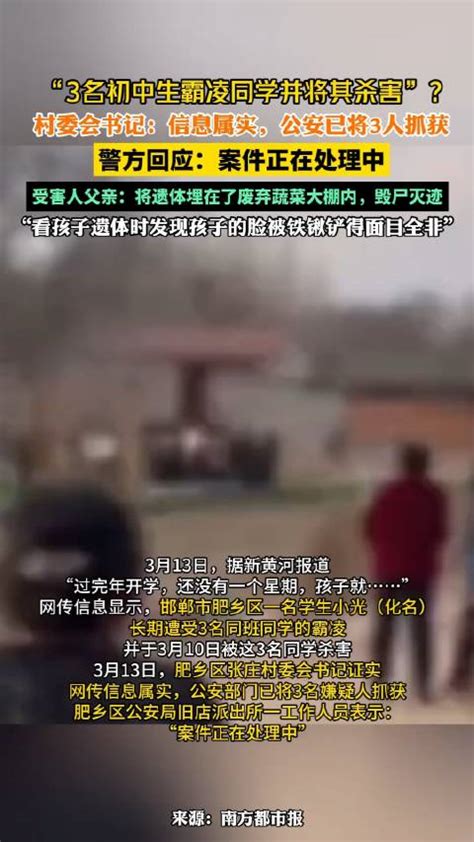 恶魔在人间！3月10日邯郸市肥乡区一名13岁学生被3名初中生霸凌并将其杀害_新浪新闻