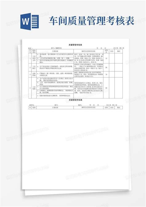 车间质量管理考核表Word模板下载_编号lzyxwbgy_熊猫办公