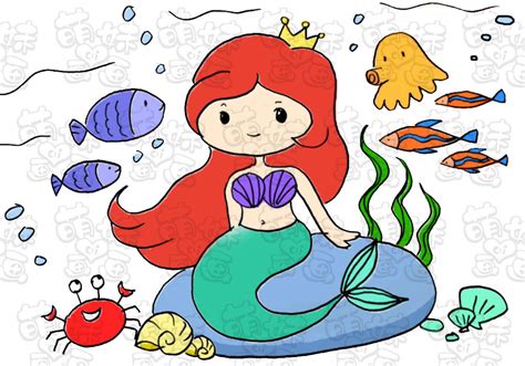 童话故事简笔画 神秘海底世界里的美人鱼公主，涂上漂亮的颜色吧|小美人鱼|美人鱼|童话故事_新浪新闻