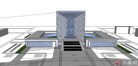 兰州某现代风格政府行政中心建筑设计SU模型含JPG效果图[原创]