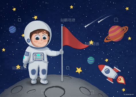 月球上的小男孩宇航员_站酷海洛_正版图片_视频_字体_音乐素材交易平台_站酷旗下品牌