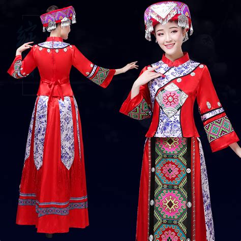 苗族少数民族服装女装土家族民族舞蹈演出服装壮族瑶族侗壮族服饰-阿里巴巴