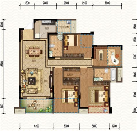 四川德阳希望玫瑰公馆B2户型_合抱木家装案例效果图