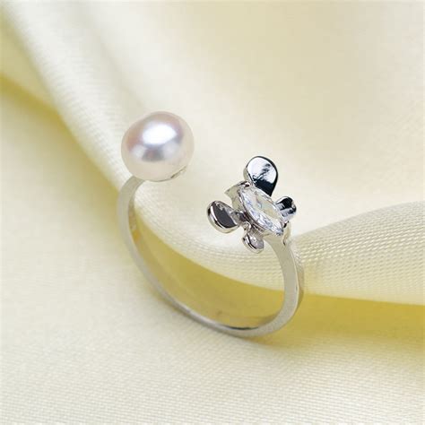 新款淡水珍珠单排锆石戒指女925银珍珠戒指活口百搭白铜镀金直播-阿里巴巴