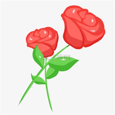 两朵红色玫瑰花素材图片免费下载-千库网