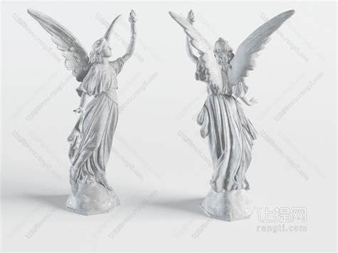 欧式展开翅膀的天使雕塑雕像3d模型下载_模型ID:49053-让提网