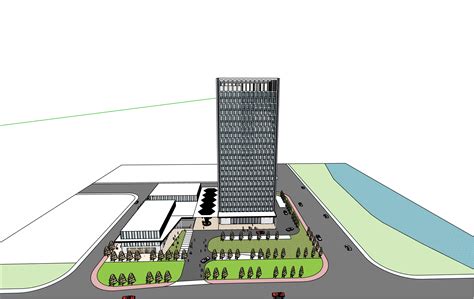 方形金色公共建筑商业办公楼3D立体模型3dmax素材免费下载_红动中国