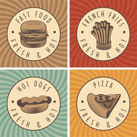 Premium Vector | Set of banners with fast food and pizza in retro style