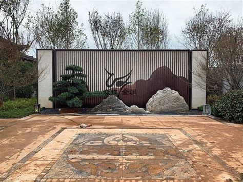 园林铝板雕刻山形艺术景墙 新中式打造_众钰金属-站酷ZCOOL