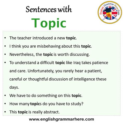 Sentences with Topic, Topic in a Sentence in English, Sentences For ...