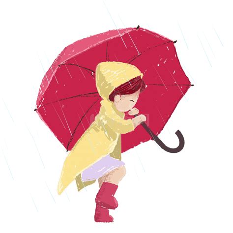 雨水撑伞女孩素材图片免费下载-千库网