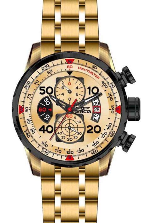 Invicta 17205 AVIATOR Gold tone Chronograph watch ⋆ High Quality Watch Gallery
